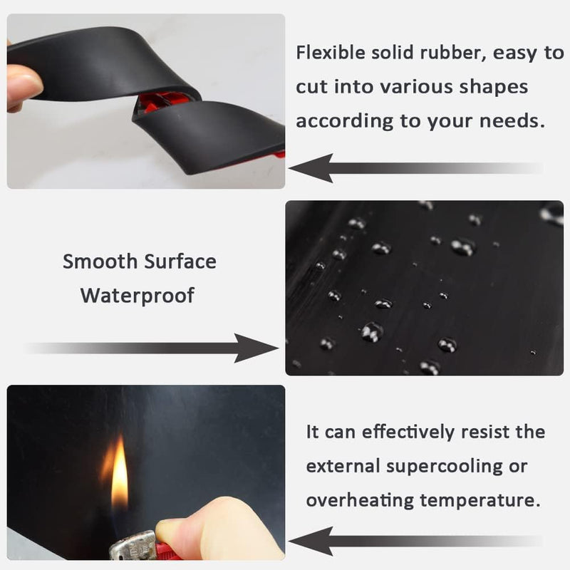 Adhesive Rubber Strips with Adhesive Backing Self Stick Neoprene Solid Rubber Sheets Rolls Strips for Gaskets Pads Seals Crafts Protection (1" Wide x 1/8" Thick x 10' Long)