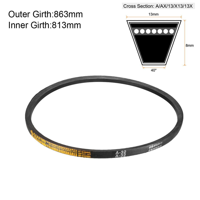 [Australia - AusPower] - uxcell A32 Drive V-Belts 32" Inner Length 13mm Width 8mm Thick JIS Standard A-Section Rubber Drive Industrial Transmission Belt 32" 