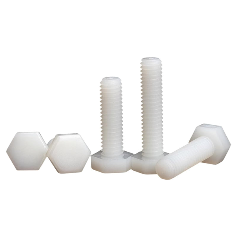 [Australia - AusPower] - 1000PCS Hexagonal Head Nylon Screws M5x8 - Chemical Resistant Fastener Kit, Non-Conductive PA66 Bolts for PCB/Automotive Assembly White 