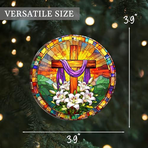 Easter Cross Ornaments, Easter Suncatcher, He is Risen Decor