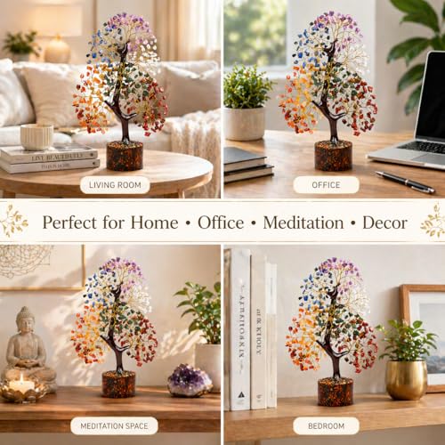 7 Chakra Crystal Tree, Handcrafted Natural Gemstone