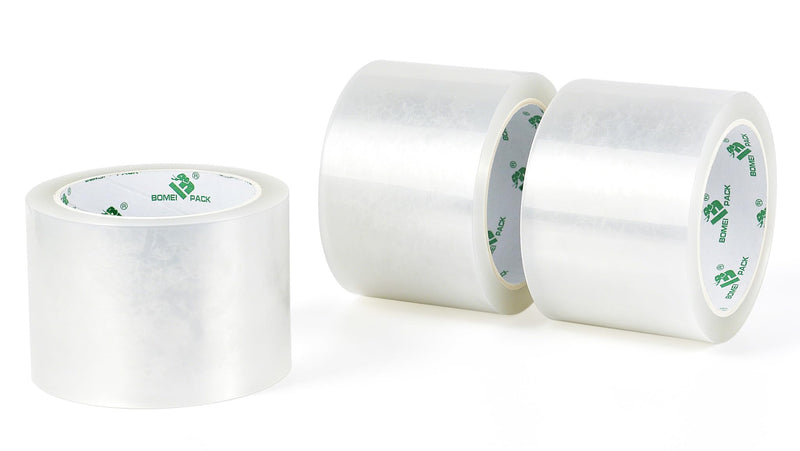 BOMEI PACK 3 inch Wide Clear Packing Tape, 3 inch x 55 Yards, Industrial Grade 3'' Heavy Duty Shipping Tape Refills for Box Office Moving, Packaging and Mailing
