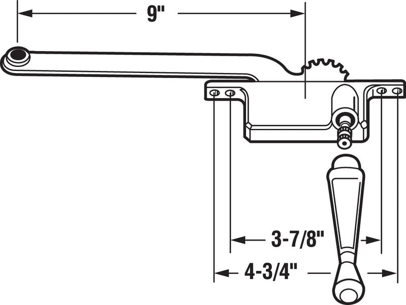 Prime-Line H 3711 9 In. Diecast, Casement Operator, Right Hand, Square Type (Single Pack) White