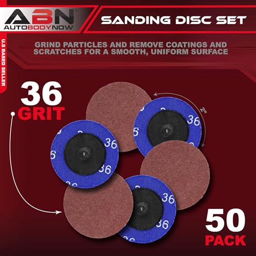 ABN 2-inch 36-grit aluminum oxide hook and loop sanding discs, 50-pack round abrasive sander pads