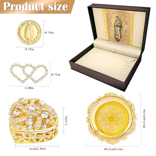 ESNOY Arras de Boda Católica Virgen de Guadalupe Gifts, Arras para Boda Católica, Arras de Matrimonio, Arras for Catholic Wedding Coins, Classic Silver Ceremony Arras Set, Decoración de Bodas