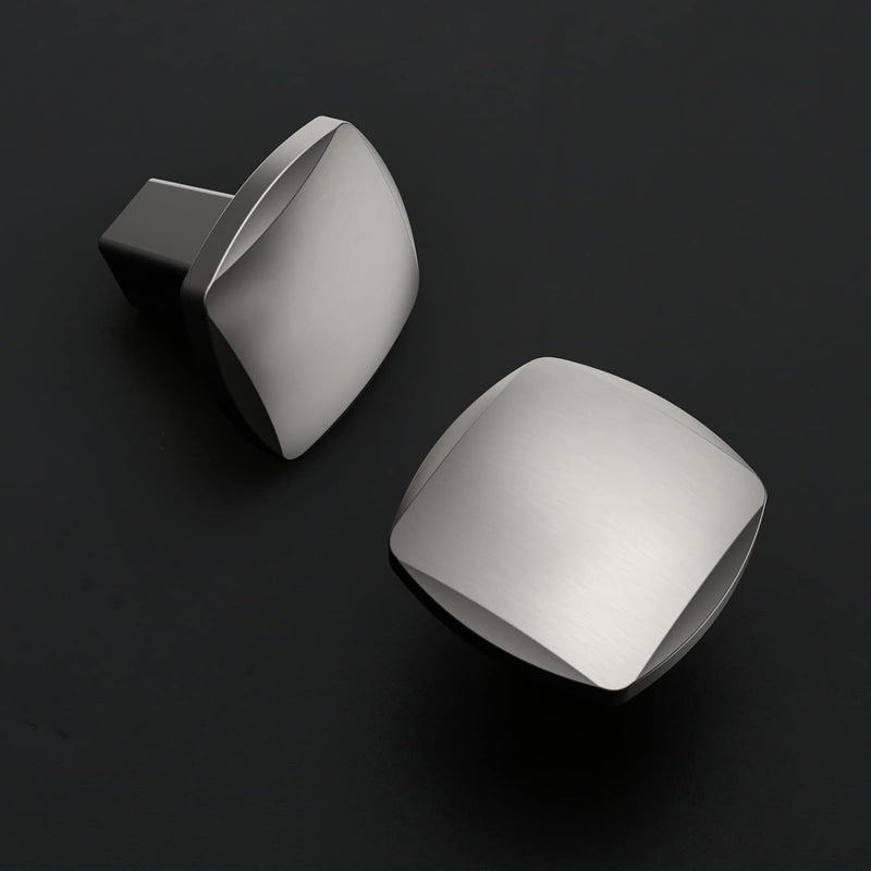Amerdeco 10 Pack Brushed Satin Nickel Cabinet Knobs, 5/128MM, Silver, Zinc, Bronze (50%, 50%), Arch & Bow, Easy to Install, Kitchen Cabinet Handles, Drawer Knobs, ZH0032 Single Hole