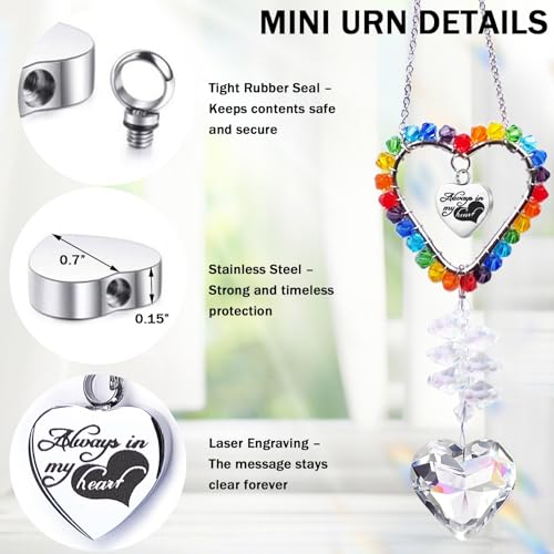 Memorial Mini Urn Suncatcher Keepsake, Sympathy Grief Gifts Tiny Ashes Jar