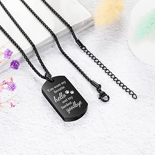 abooxiu Cremation Jewelry for Ashes Urn Necklace for Ashes Memorial Dog Ashes Necklace Cremation Necklace Pet Keepsake Necklace Pawprint Ashes Holde Necklace Black Non-Engraving