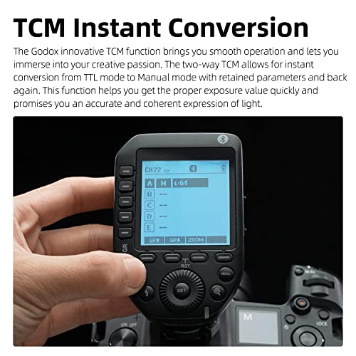 Godox XProII-F TTL Wireless Flash Trigger 1/8000s HSS, TCM Instantaneous Switching, APP Control, 16 Groups 32 Channels, Large LCD Display, Stable Signal, Responsive, Suitable for Fujifilm Cameras