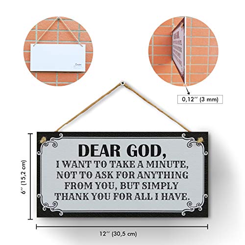 CARISPIBET Dear God house decorative sign faith religion belief gratitude home ornament living room gift 6" x 12''