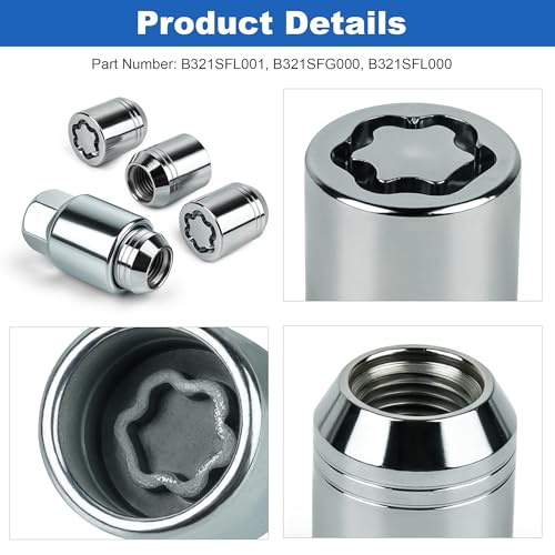 Outopakkle B321SFL001 wheel lock key lug set for Subaru Impreza WRX 2008–2026, black lug nuts and key