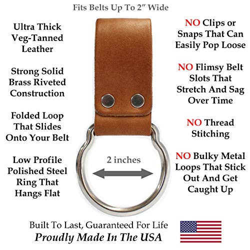 American Bench Craft brown leather hatchet and hammer holder tool holster viewed from the front