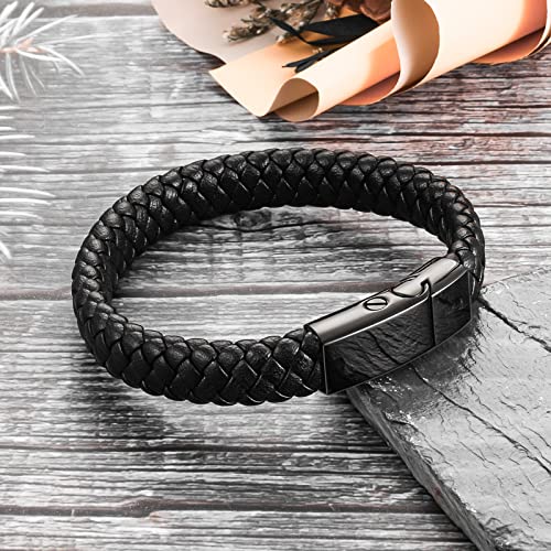 abooxiu Cremation Bracelet for Ashes Leather Urn Bracelet Cremation Jewelry Ash Bracelets Memorial Bangle Ashes Keepsake for Women Men Black