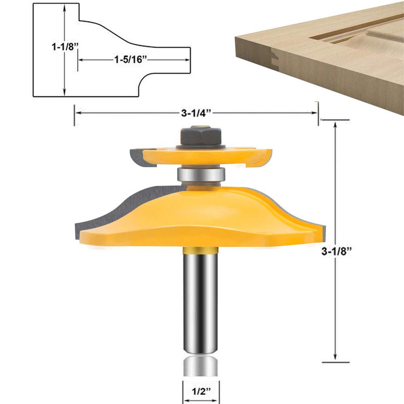 OLETBE Router Bit Set 1/2-Inch Shank, 3 PCS Round Over Raised Panel Ogee Cabinet Door Rail and Stile Router Bits, Woodworking Wood Cutter, Wood Carbide Groove Tongue Milling Tool(Orange) SQ-A
