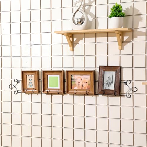 Yaocom 2 Pcs Horizontal Plate Rack Black Large Plate Hangers for the Wall Metal Decorative with 4 Non Adjustable Brackets for Collectible Plates Dishes Plaques