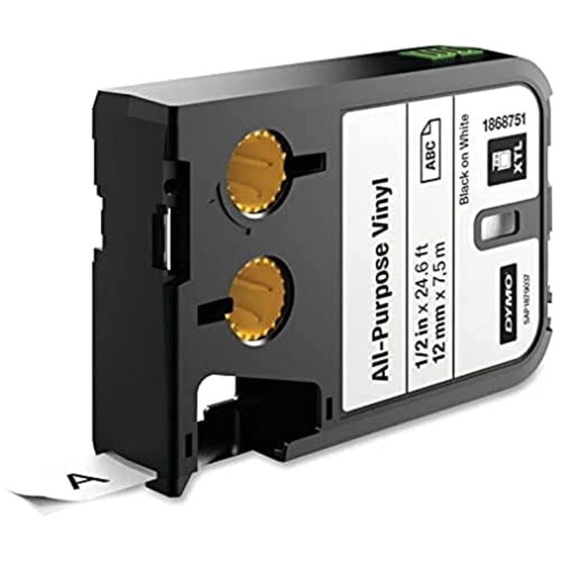 DYMO All-Purpose Labels for DYMO XTL Label Makers Black on White 1" 1 Roll (1868753) 1/2" (12MM)