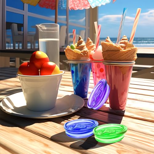 30 Pcs 20 oz Skinny Plastic Splash Resistant Multi-colored Tumbler Cup Replacement Spill Proof Travel Mug Lid for Mouth Coffee Cooler Cup