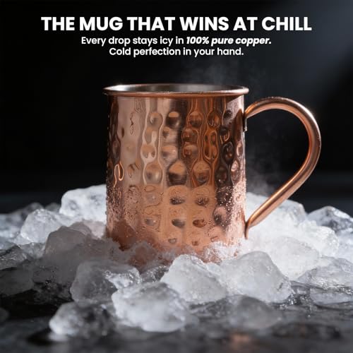 Craft Trade Moscow Mule Mugs Set of 4, 16 oz Pure Copper Cups for Drinking Barrel Copper Mugs