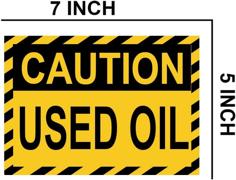 Caution Used Oil Stickers 7 X 5 Inch Waterproof Hazard Waste Labels Waste Oil Stickers for Container,Storage Tanks,Drums,Canisters (10 Pcs)