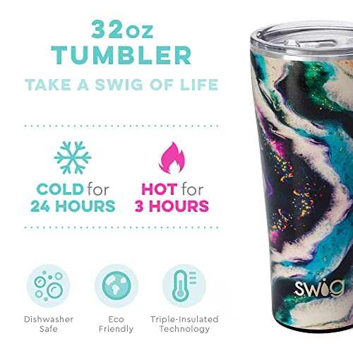 Swig Life 32oz Insulated Tumbler, Travel Coffee Tumbler with Lid, Cup Holder Friendly Travel Coffee Mug, Stainless Steel with Lid (Aurora)