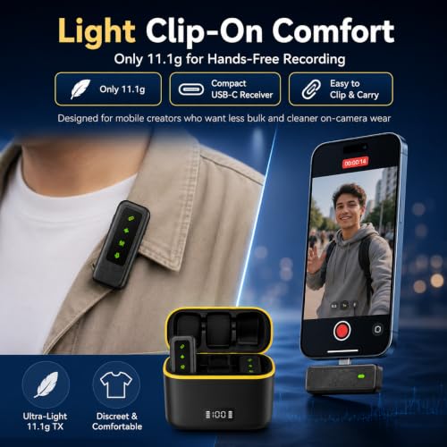 Wireless Lavalier Microphone for iPhone Camera Android,2 Pack