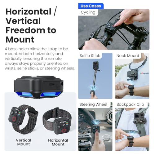 YDW Wearable Bluetooth Camera Remote Compatible with Insta360series, GoPro Series, DJI Series, Smartphones - Splash Proof, Rechargeable,Wireless 50M Remote Control Range