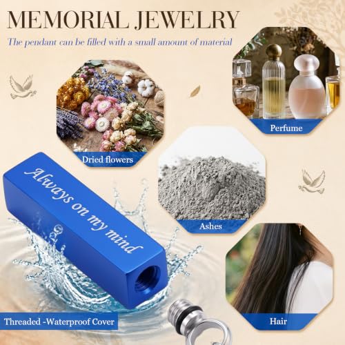 4 Sets 3 Inches Small Urns for Human Ashes, Urn and Necklace Set, Blue