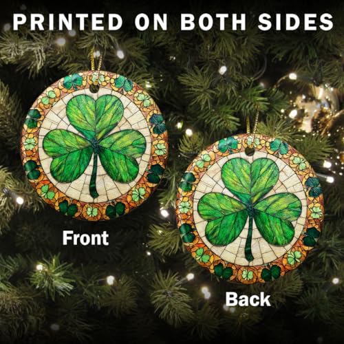 St. Patrick’s Day Shamrock Ornament 2025 | Irish Clover Design | Celtic Good Luck Decoration | Religious and Spiritual Gift for Men & Women | Holiday & Christmas Home Decor Keepsake