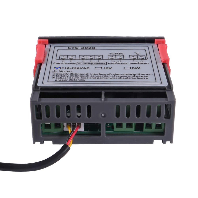 [Australia - AusPower] - STC-3028 AC 110-220V 10A Digital Temperature Controller Dual Display Thermostat Thermoregulator Heating Cooling Switch Digital Hygrometer with SHT20 Probe (AC 110-220V) 