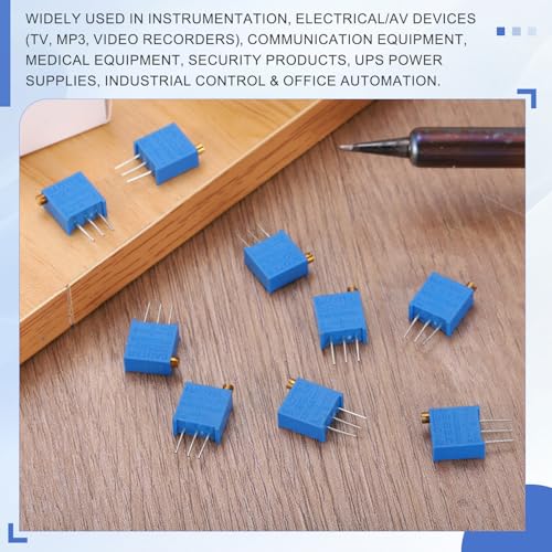 sourcing map 20Pcs 100 Ohm Multiturn Trimmer Potentiometer, 3296W Top Adjustable Variable Resistor High Precision Potentiometer for Precision Circuit Adjustment, DIY Electronics Projects 20