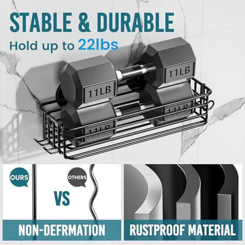 TAILI Shower Caddy Suction Cup 2 Pack with Hooks & Soap holder, Black 2 X Black