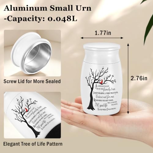 SOITIS 2.7" Aluminum Keepsake Mini Urns for Human Ashes Small Urn for Ashes Tree