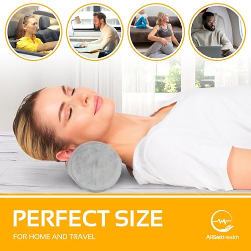 AllSett Health Firm Round Bolster Pillow - Memory Foam Cervical Neck Roll Pillow for Sleeping 17x4 Inch, Firm