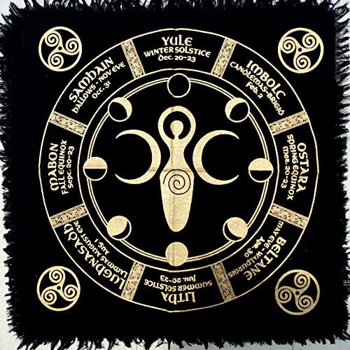 INDIAN CRAFT CASTLE Altar Cloth Tapestry Table Napkin Cloth Witchery Supplies Home Decor Wall Art Spiritual Witchcraft Cotton Square Tarot Table Cover Moon Phases Goddess 18 x 18 Inches 18" x 18" (Square) Moon Goddess