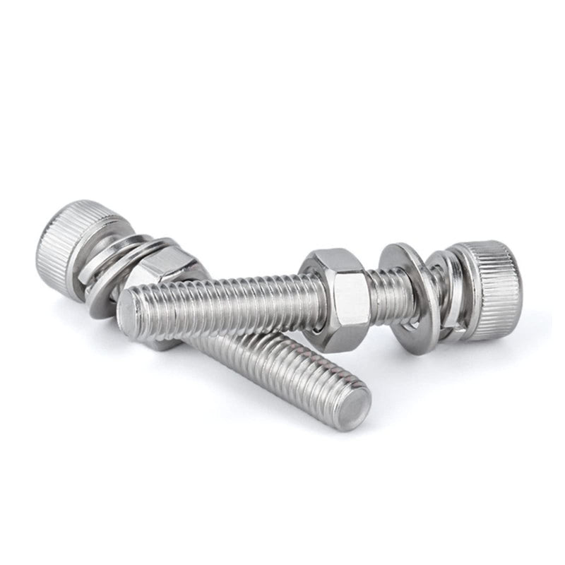 [Australia - AusPower] - 120Pcs M6 Stainless Steel Hex Socket Head Bolts Screws Nuts Washers Assortment Kit Used in The Home and Office Appliance 