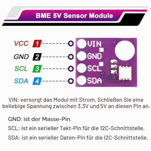 BME-280 Barometric Sensor for Temperature, Humidity and Air Pressure, BME Humidity Sensor 5V Module IIC I2C Compatible with Arduino and Ras-pberry Pi (Pack of 3)