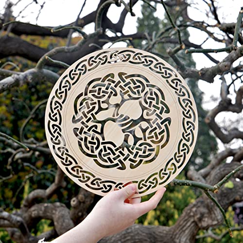 Fourth Level MFG 12" Tree of Life, Ancient Celtic Wood Wall Art, Physical and Spiritual Connection Symbol, Sacred Gaelic Sculpture for Hanging Home Decor Celtic Knot Tree of Life