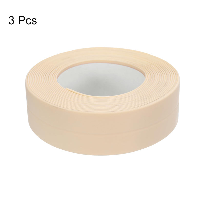 uxcell 3 Rolls Beige Caulk Sealant Strip Waterproof Self Adhesive 0.87" x 10.5Ft Toilet Caulk Tape, Bathtub Caulk Sealing Strip for Kitchen Countertop, Sink, and Floor Edge Protector