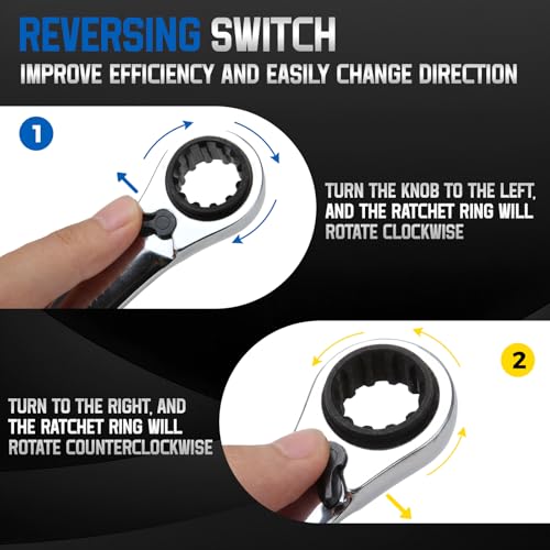 DISEN 39-in-1 reversible ratcheting box wrench set with double box ends neatly arranged