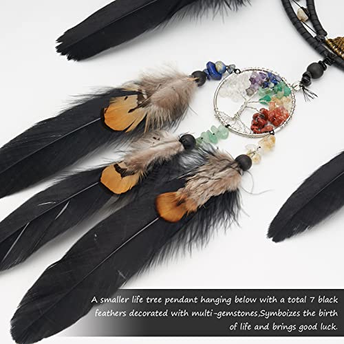 7 Chakras Dream Catchers Tree of Life Dream Catcher Wall Decor Ornaments Black Tree of Life Art(ornament)