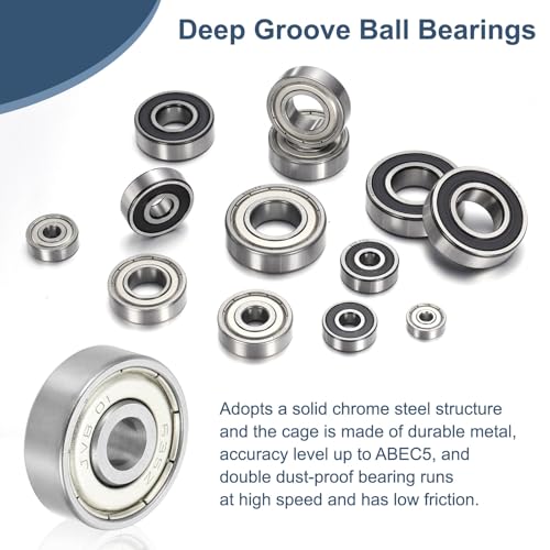 sourcing map 8 Pack 636ZZ Deep Groove Ball Bearings, 6x22x7mm Chrome Steel Double Shield Bearing for Electric Motor, Home Appliances, Garden Machinery, (ABEC5)