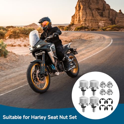 Nextpal M6 seat bolt nut kit, 4-piece assortment for compatible Harley models