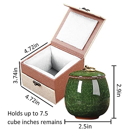 Small Keepsake Urn for Human Ashes with Velvet Box Pet Keepsake Urn Small Cremation Urns Mini Funeral Urn Decorative Urns for Home Decor Fits a Small Amount of Cremated Remains Jade Green