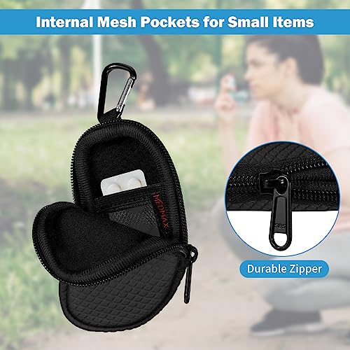 Medmax Neoprene Bag for Asthma Inhaler | Carrying Case with Carabiner Hook and Mesh Pocket Inside, Travel Holster Holder for L Shaped Asthma Inhalers (Black) Black