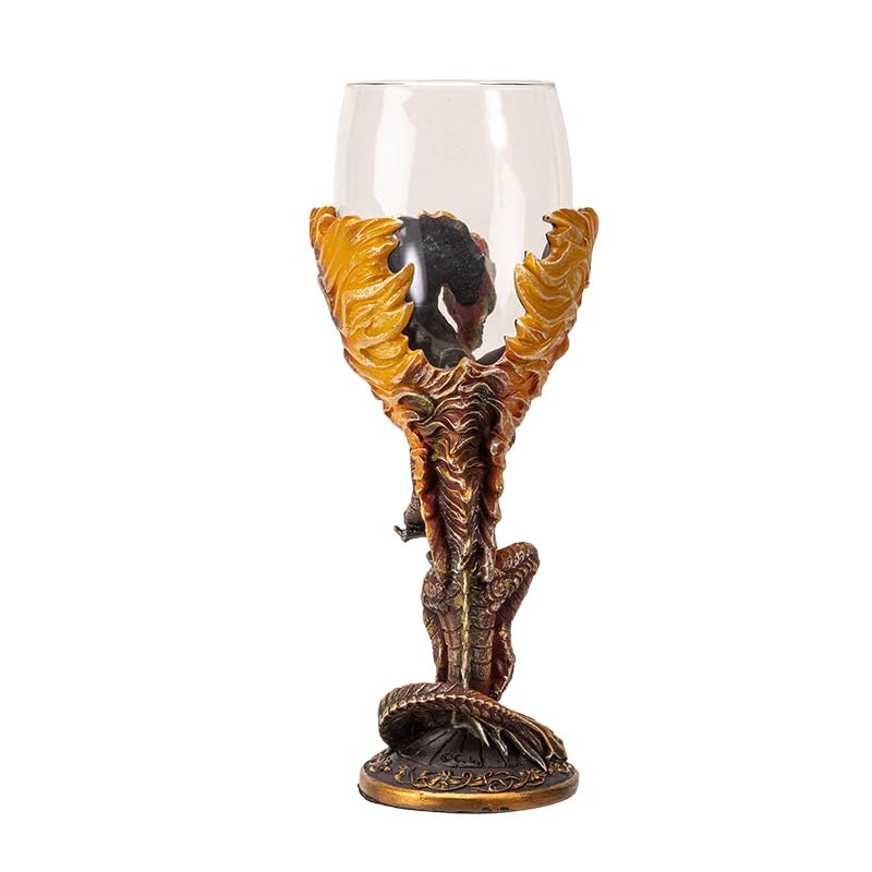 Pacific Giftware The Reptilian Eye Dragon Wine Glass Goblet Chalice 7oz Medieval Dungeons and Dragons Wine Cup Gift with Green Reptilian Eye Design (Yellow Medieval Dragon Blade)