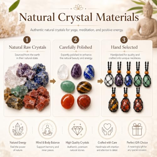 7PCS Chakra Crystal Natural Stone Necklaces Meditation
