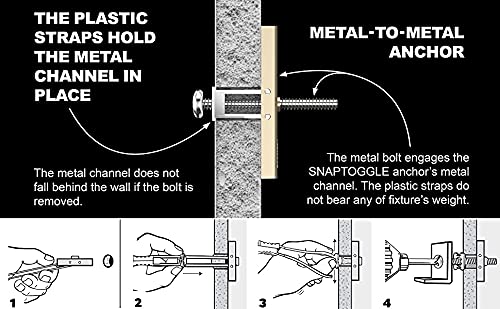 TOGGLER SNAPTOGGLE BM8 Toggle Anchor, Zync Alloy, Made in US, 3/8" to 2-1/2” (10 - 92mm) Grip Range, For M8 (8mm) Fastener Size (Pack of 50)