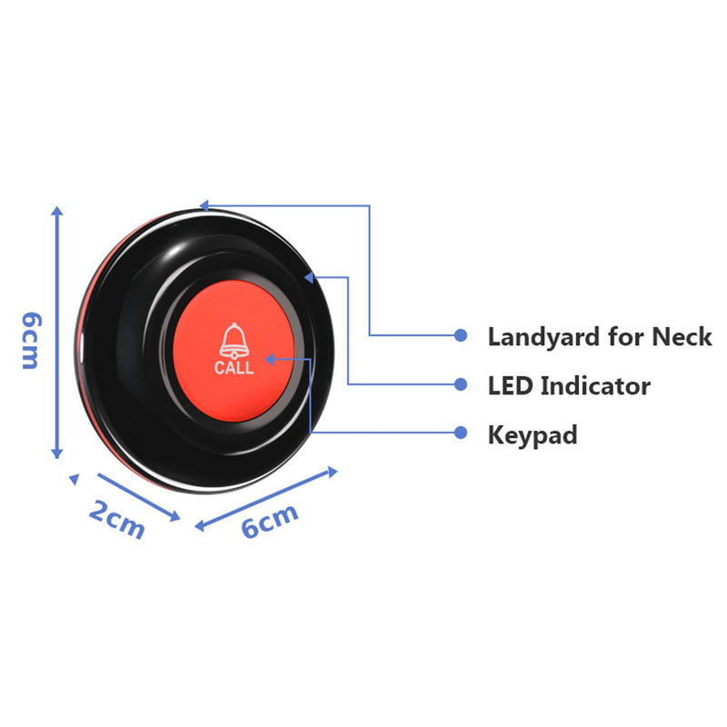 CallToU Wireless Call Buttons for Caregiver Pager and Calling System Waterproof Nurse Alert Call Buttons for Clinic Nurses Station Restaurant Nursing Home（Need to Be Paired with Receiver to Work）