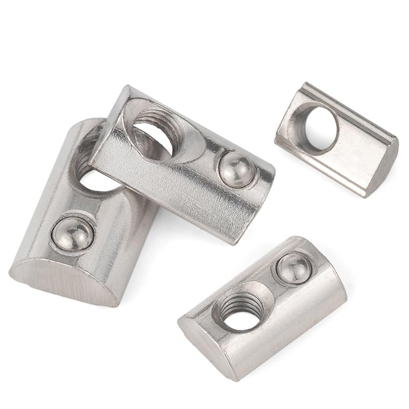 [Australia - AusPower] - 10Pcs Silver 1/4-20 Steel Roll in T-nut with Ball Spring, Suitable for 1010 Series or 1.0 Inch Base Aluminum Extrusion Profile Rail?Fasteners 