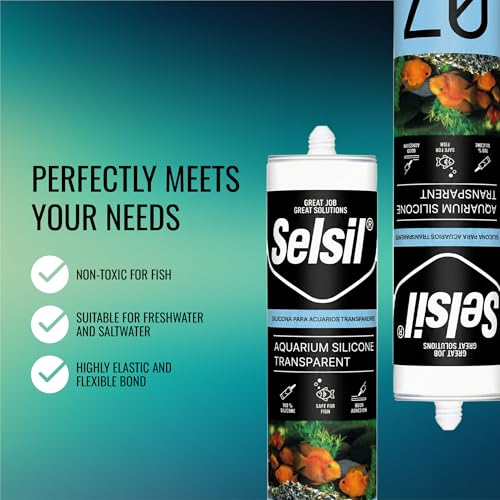 SELSIL Aquarium Silicone Clear Sealant, transparent 10.14 fl oz tube for fish-safe, elastic, solvent-free sealing